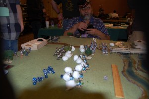 Rifles firing on Dragoons