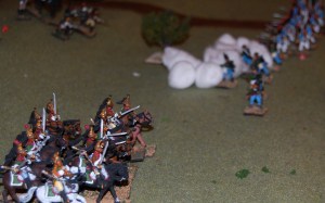 The Dragoons on the right surge forward